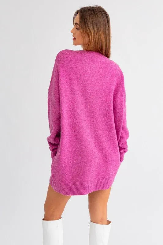 Pink Oversized Sweater Dress