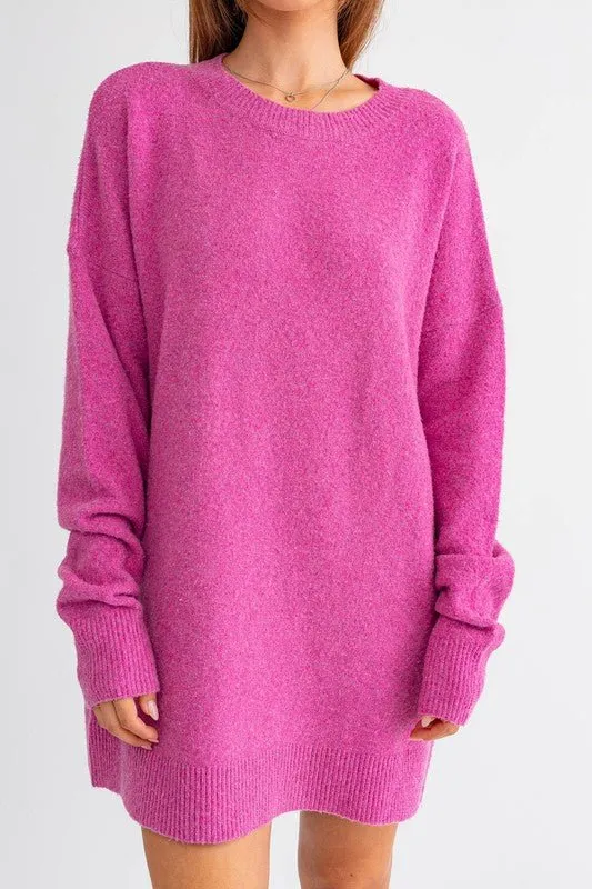 Pink Oversized Sweater Dress