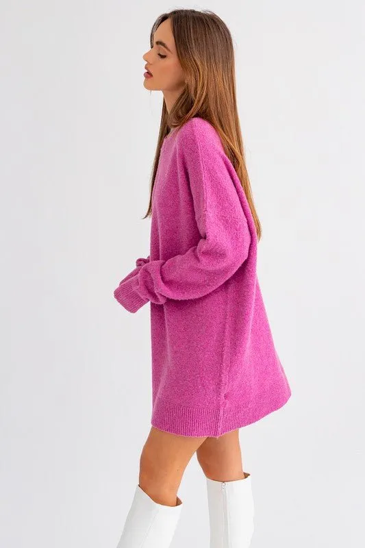 Pink Oversized Sweater Dress