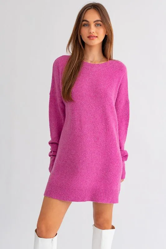 Pink Oversized Sweater Dress