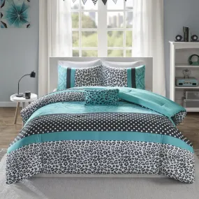 Pitsland Modern & Contemporary Microfiber Teal Comforter Set