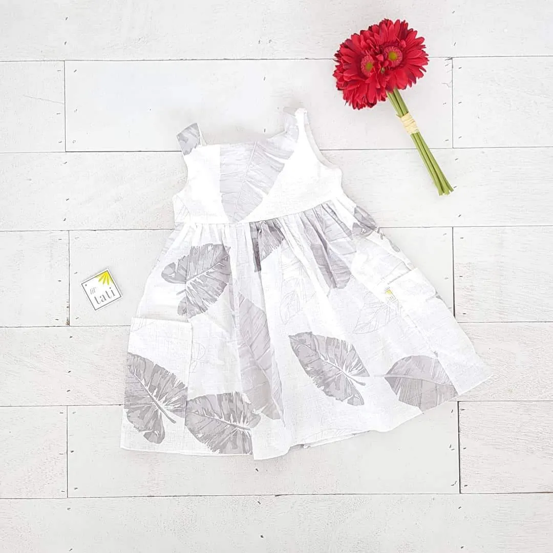 Poppy Dress in Banana Leaves Gray