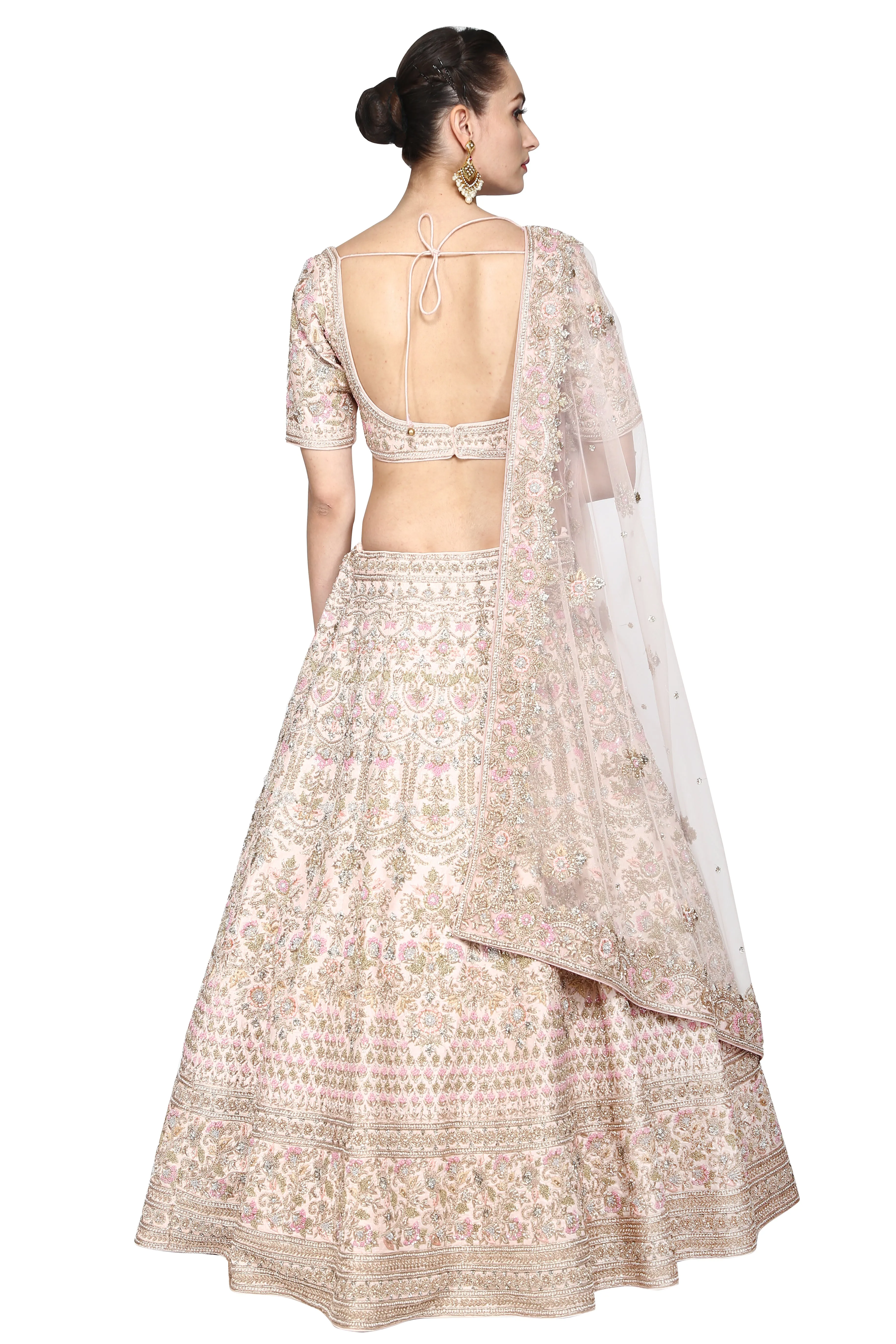 Powder pink lehenga set.