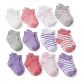 Pretty Pastel Anti-Slip Socks For Girls – 12 Pairs