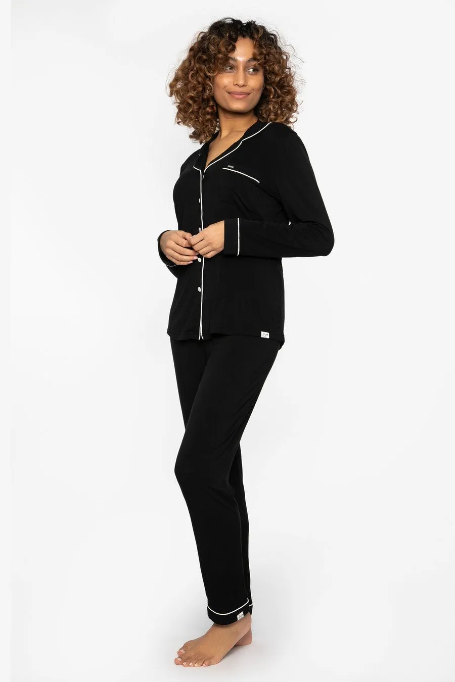 Pretty You London Bamboo Pyjama Set - Black