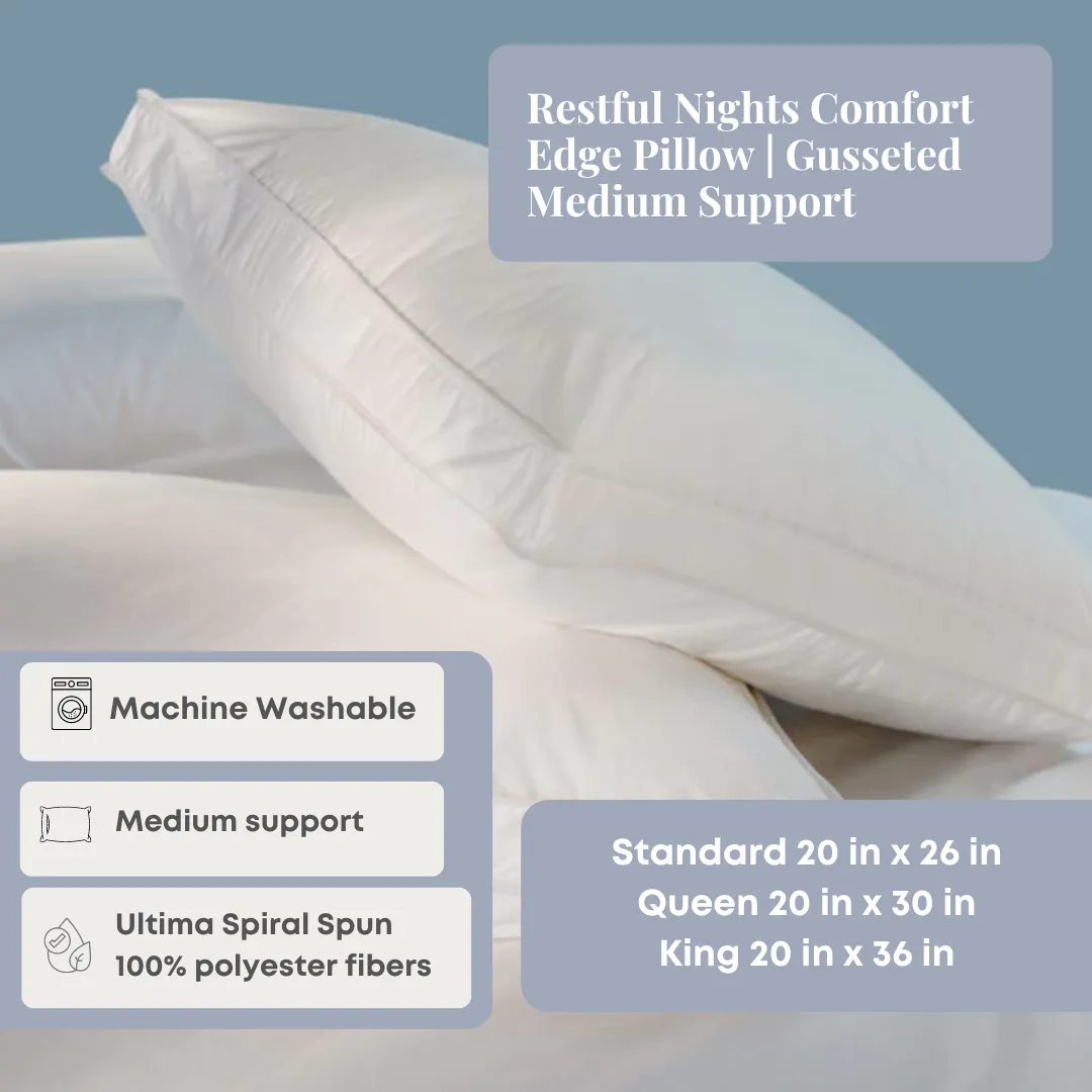 Restful Nights Comfort Edge Pillow | Gusseted Medium Support