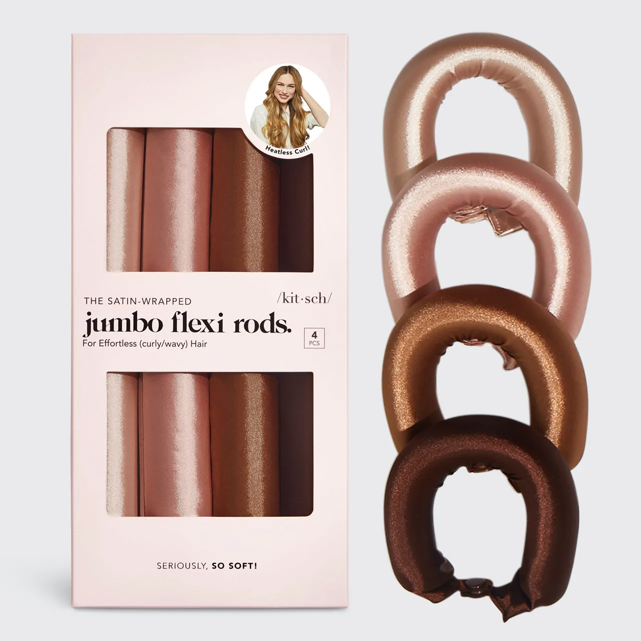 Satin Jumbo Flexi Rods 4pc - Rosewood