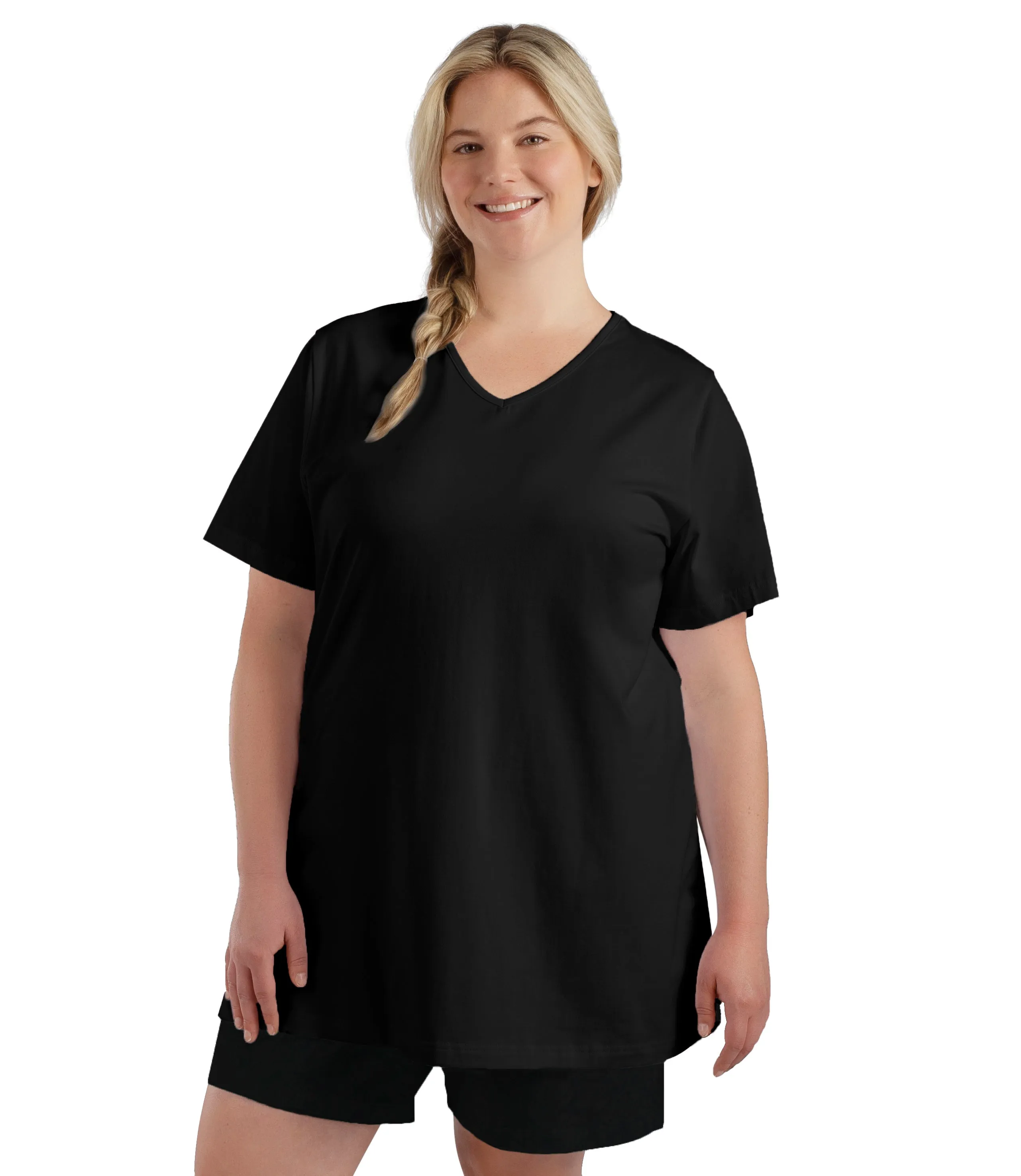 Stretch Naturals Lite V-Neck Short Sleeve Top Basic Colors - FINAL SALE