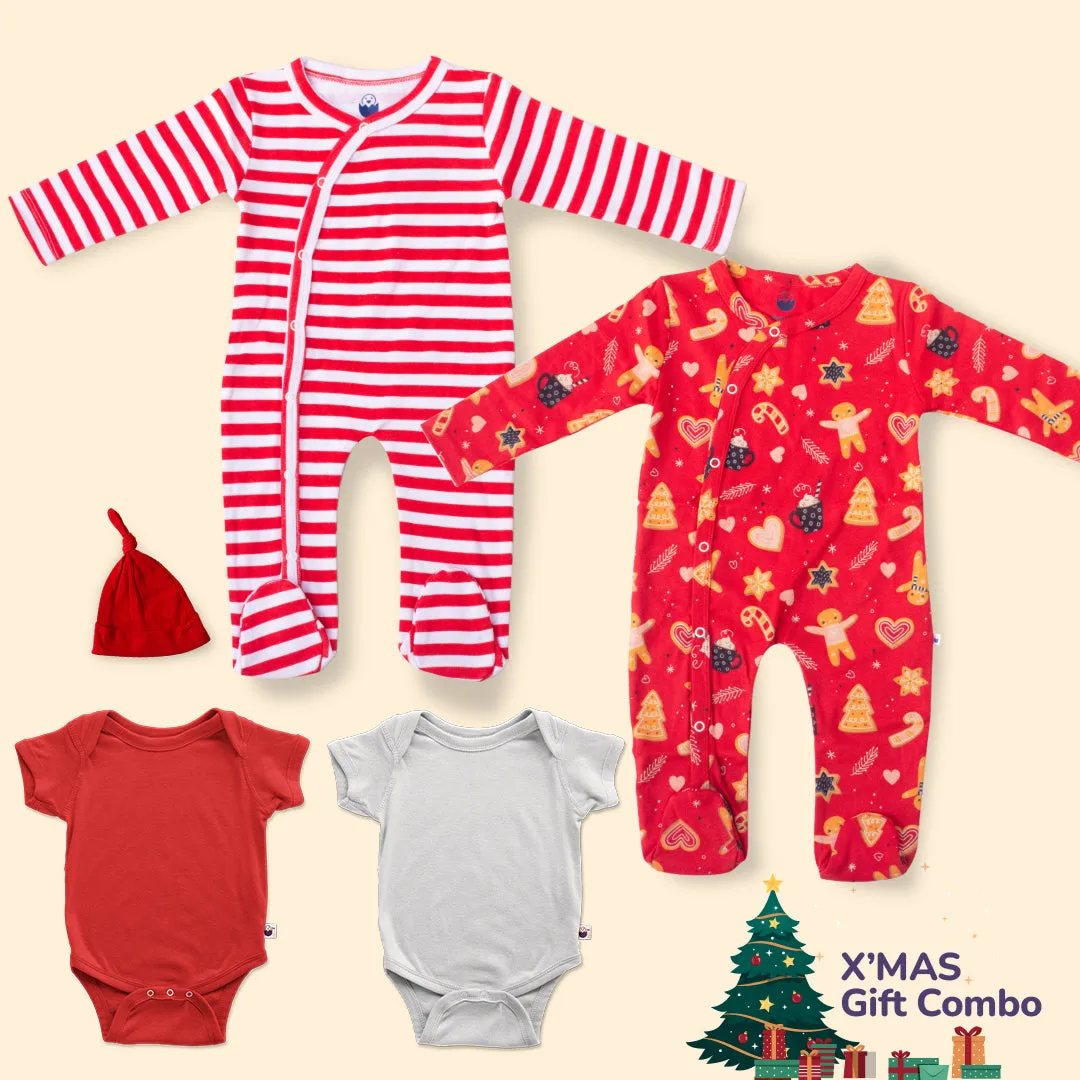 X'MAS Special Combo Gift set of Sleepsuits, Rompers, Bodysuits/Onesie & Cap